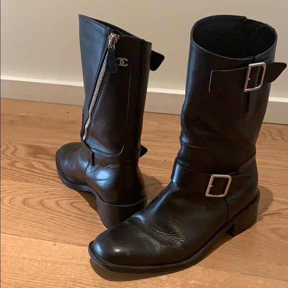 chanel mid calf boots